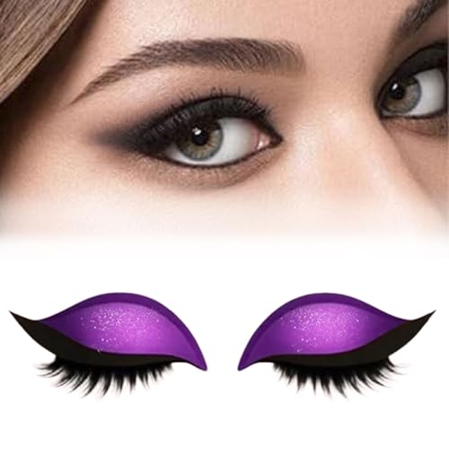 Lazy Eye Shadow Eyelash Patch, 3D wiederverwendbare Sticker Eyeshadow, Eye Makeup Stencils Sticker mit falschen Wimpern & Schatten, für alle Augenformen (Lila) von Generisch