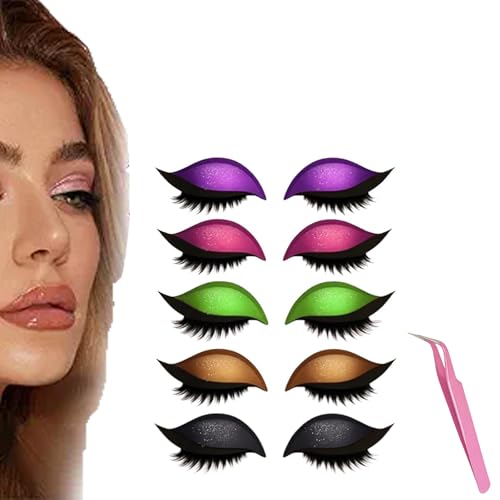 Lazy Eye Shadow Eyelash Patch, 5 Pairs Colorful Eyeshadow Eyelashes Makeup Stickers, 2025 New Eyeshadow Eyelash Stickers, Lazy Makeup Tool, Reusable (5Pcs-B) von Generisch