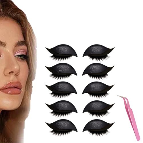 Lazy Eye Shadow Eyelash Patch, 5 Pairs Colorful Eyeshadow Eyelashes Makeup Stickers, 2025 New Eyeshadow Eyelash Stickers, Lazy Makeup Tool, Reusable (5Pcs Black) von Generisch