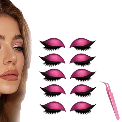 Lazy Eye Shadow Eyelash Patch, 5 Pairs Colorful Eyeshadow Eyelashes Makeup Stickers, 2025 New Eyeshadow Eyelash Stickers, Lazy Makeup Tool, Reusable (5Pcs Pink) von Generisch