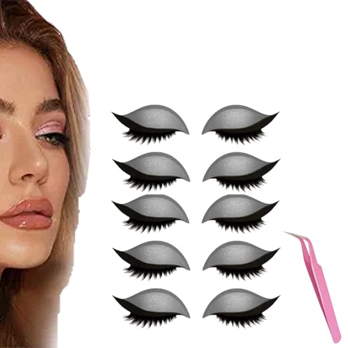 Lazy Eye Shadow Eyelash Patch, 5 Pairs Colorful Eyeshadow Eyelashes Makeup Stickers, 2025 New Eyeshadow Eyelash Stickers, Lazy Makeup Tool, Reusable (5Pcs Silver) von Generisch