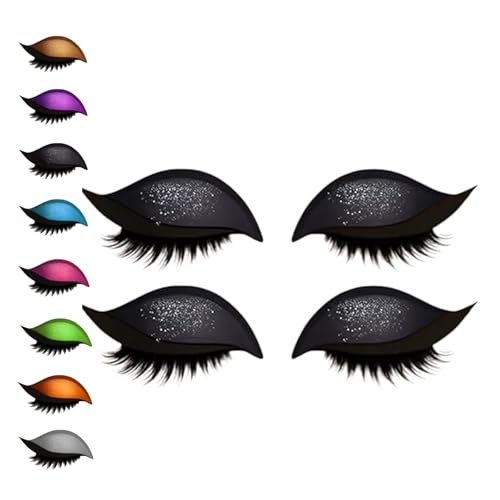 Lazy Eye Shadow Eyelash Patch, 8 Colors Eyeshadow Eyelashes Makeup Stickers, 2-In-1 Reusable Eyeshadow and lash Sticker for All Eye Shapes (Black) von Generisch