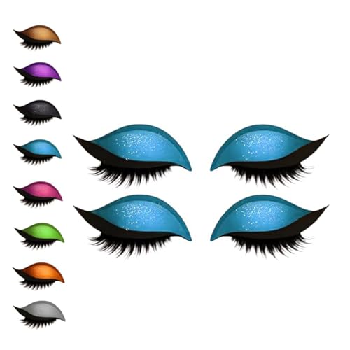 Lazy Eye Shadow Eyelash Patch, 8 Colors Eyeshadow Eyelashes Makeup Stickers, 2-In-1 Reusable Eyeshadow and lash Sticker for All Eye Shapes (Blue) von Generisch