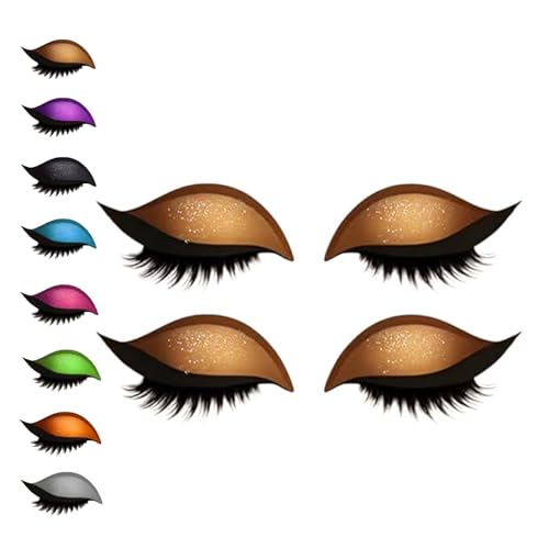 Lazy Eye Shadow Eyelash Patch, 8 Colors Eyeshadow Eyelashes Makeup Stickers, 2-In-1 Reusable Eyeshadow and lash Sticker for All Eye Shapes (Gold) von Generisch