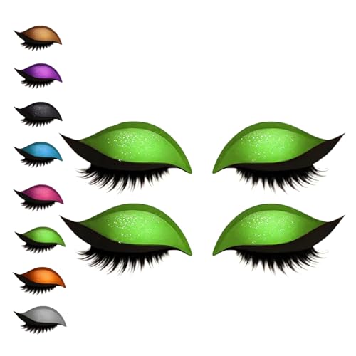 Lazy Eye Shadow Eyelash Patch, 8 Colors Eyeshadow Eyelashes Makeup Stickers, 2-In-1 Reusable Eyeshadow and lash Sticker for All Eye Shapes (Green) von Generisch