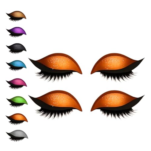 Lazy Eye Shadow Eyelash Patch, 8 Colors Eyeshadow Eyelashes Makeup Stickers, 2-In-1 Reusable Eyeshadow and lash Sticker for All Eye Shapes (Orange) von Generisch