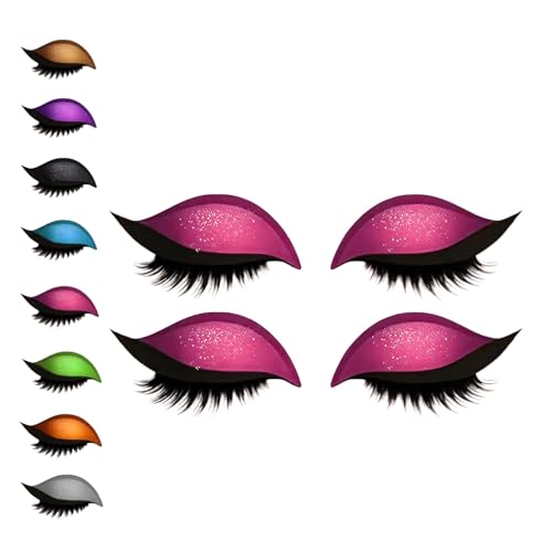 Lazy Eye Shadow Eyelash Patch, 8 Colors Eyeshadow Eyelashes Makeup Stickers, 2-In-1 Reusable Eyeshadow and lash Sticker for All Eye Shapes (Pink) von Generisch