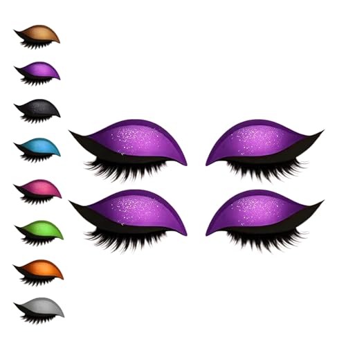 Lazy Eye Shadow Eyelash Patch, 8 Colors Eyeshadow Eyelashes Makeup Stickers, 2-In-1 Reusable Eyeshadow and lash Sticker for All Eye Shapes (Purple) von Generisch