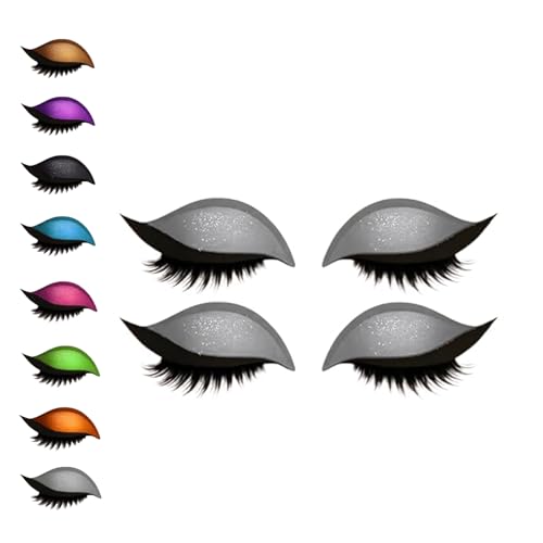 Lazy Eye Shadow Eyelash Patch, 8 Colors Eyeshadow Eyelashes Makeup Stickers, 2-In-1 Reusable Eyeshadow and lash Sticker for All Eye Shapes (Silver) von Generisch