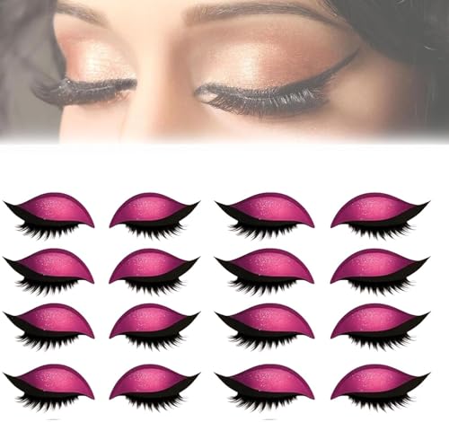 Lazy Eye Shadow Eyelash Patch, 8 Paar Lazy Eyelash Stickers, 3-in-1 Selbstklebende Schnelle Augen-Make-up-Aufkleber Mit Falschen Wimpern, Lidschatten, Eyeliner, Wiederverwendbare (Pink) von Generisch