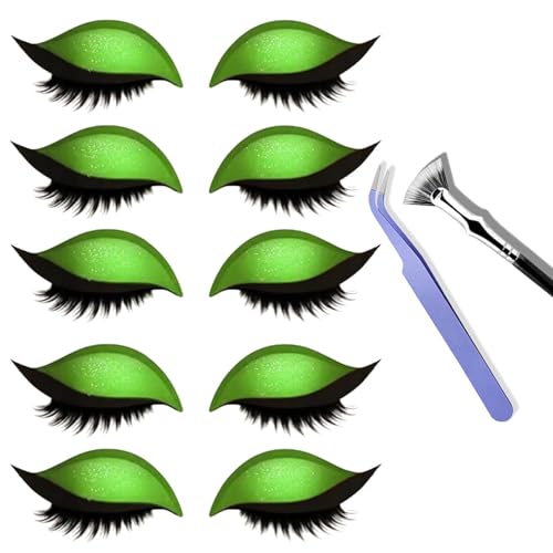 Lazy Eye Shadow Eyelash Patch, Colorful Eyeshadow and Lash Stickers, 2-in-1 Reusable Eye Makeup Sticker for Eyes, Natural Eye Fake Lashes for Women'S Make Up (Green) von Generisch
