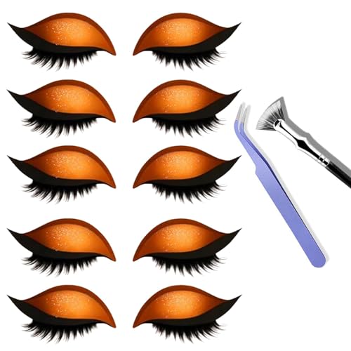 Lazy Eye Shadow Eyelash Patch, Colorful Eyeshadow and Lash Stickers, 2-in-1 Reusable Eye Makeup Sticker for Eyes, Natural Eye Fake Lashes for Women'S Make Up (Orange) von Generisch