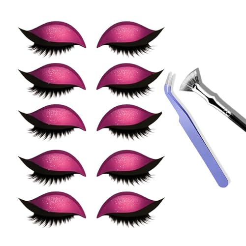 Lazy Eye Shadow Eyelash Patch, Colorful Eyeshadow and Lash Stickers, 2-in-1 Reusable Eye Makeup Sticker for Eyes, Natural Eye Fake Lashes for Women'S Make Up (Pink) von Generisch