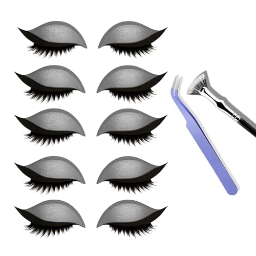 Lazy Eye Shadow Eyelash Patch, Colorful Eyeshadow and Lash Stickers, 2-in-1 Reusable Eye Makeup Sticker for Eyes, Natural Eye Fake Lashes for Women'S Make Up (Silver) von Generisch