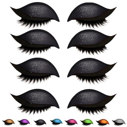 Lazy Eye Shadow Eyelash Patch, Eyeshadow Eyelashes Makeup Stickers, 2-in-1 Reusable Eye Makeup Stickers with False Lashes & Shadow,Makeups Stencils Sticker for All EyeShapes (Black x4PCS) von Generisch