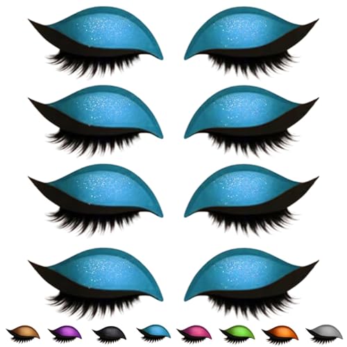 Lazy Eye Shadow Eyelash Patch, Eyeshadow Eyelashes Makeup Stickers, 2-in-1 Reusable Eye Makeup Stickers with False Lashes & Shadow,Makeups Stencils Sticker for All EyeShapes (Blue x4PCS) von Generisch