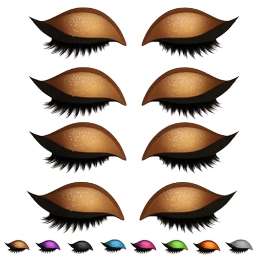 Lazy Eye Shadow Eyelash Patch, Eyeshadow Eyelashes Makeup Stickers, 2-in-1 Reusable Eye Makeup Stickers with False Lashes & Shadow,Makeups Stencils Sticker for All EyeShapes (Gold x4PCS) von Generisch