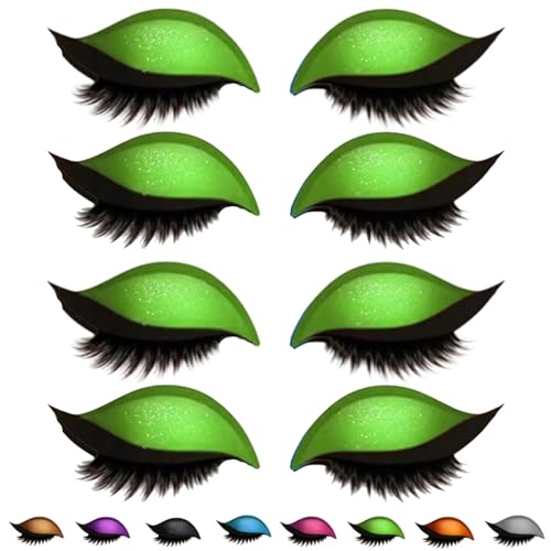 Lazy Eye Shadow Eyelash Patch, Eyeshadow Eyelashes Makeup Stickers, 2-in-1 Reusable Eye Makeup Stickers with False Lashes & Shadow,Makeups Stencils Sticker for All EyeShapes (Green x4PCS) von Generisch