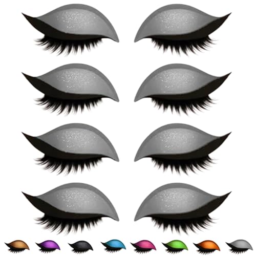 Lazy Eye Shadow Eyelash Patch, Eyeshadow Eyelashes Makeup Stickers, 2-in-1 Reusable Eye Makeup Stickers with False Lashes & Shadow,Makeups Stencils Sticker for All EyeShapes (Grey x4PCS) von Generisch