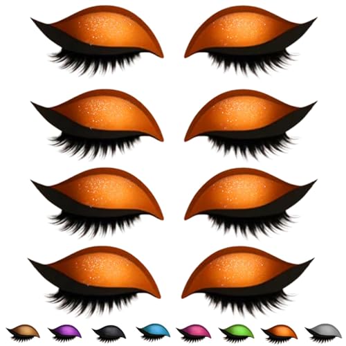 Lazy Eye Shadow Eyelash Patch, Eyeshadow Eyelashes Makeup Stickers, 2-in-1 Reusable Eye Makeup Stickers with False Lashes & Shadow,Makeups Stencils Sticker for All EyeShapes (Orange x4PCS) von Generisch