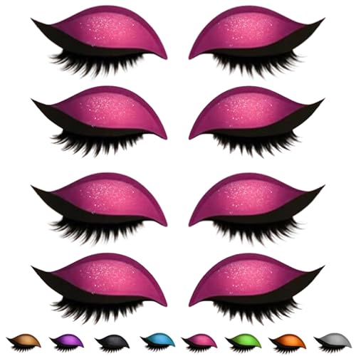 Lazy Eye Shadow Eyelash Patch, Eyeshadow Eyelashes Makeup Stickers, 2-in-1 Reusable Eye Makeup Stickers with False Lashes & Shadow,Makeups Stencils Sticker for All EyeShapes (Pink x4PCS) von Generisch