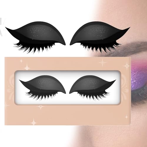 Lazy Eye Shadow Eyelash Patch, Eyeshadow Eyelashes Makeup Stickers - 3D Contour Self-Adhesive Reusable Eye Makeup Stencils with Precise Lash Line Guide for Effortless Glam Looks (Black,1 pair) von Generisch