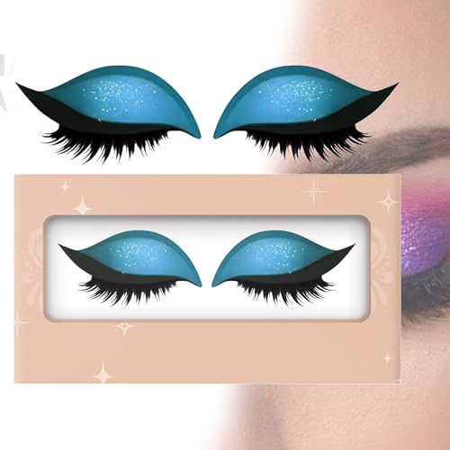 Lazy Eye Shadow Eyelash Patch, Eyeshadow Eyelashes Makeup Stickers - 3D Contour Self-Adhesive Reusable Eye Makeup Stencils with Precise Lash Line Guide for Effortless Glam Looks (Blue,1 pair) von Generisch