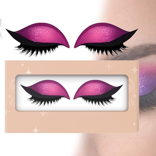 Lazy Eye Shadow Eyelash Patch, Eyeshadow Eyelashes Makeup Stickers - 3D Contour Self-Adhesive Reusable Eye Makeup Stencils with Precise Lash Line Guide for Effortless Glam Looks (Pink,1 pair) von Generisch