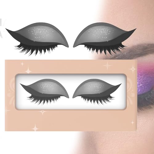 Lazy Eye Shadow Eyelash Patch, Eyeshadow Eyelashes Makeup Stickers - 3D Contour Self-Adhesive Reusable Eye Makeup Stencils with Precise Lash Line Guide for Effortless Glam Looks (grey,1 pair) von Generisch