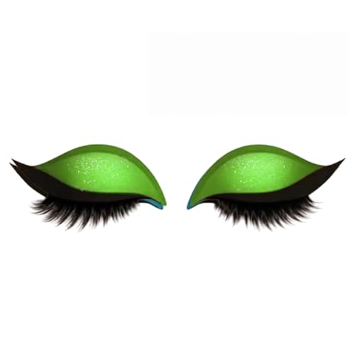 Lazy Eye Shadow Eyelash Patch, Eyeshadow and Lash Sticker, Colorful Beauty Fashion Eyelid Line Sticker, Lazy Makeup Tool, Reusable Eyelid and Eyelash Stickers, Natural Eye Fake Lashes (green,1 Pair) von Generisch