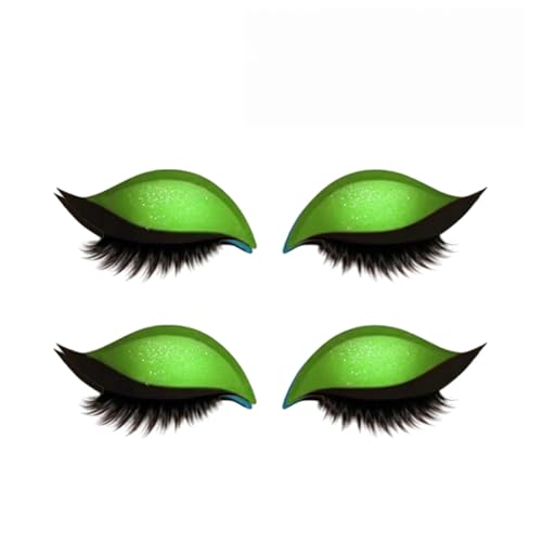 Lazy Eye Shadow Eyelash Patch, Eyeshadow and Lash Sticker, Colorful Beauty Fashion Eyelid Line Sticker, Lazy Makeup Tool, Reusable Eyelid and Eyelash Stickers, Natural Eye Fake Lashes (green,2 Pair) von Generisch