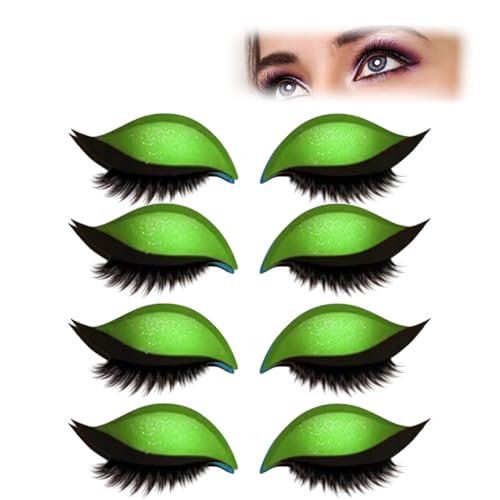 Lazy Eye Shadow Eyelash Patch, Eyeshadow and Lash Sticker, Colorful Beauty Fashion Eyelid Line Sticker, Lazy Makeup Tool, Reusable Eyelid and Eyelash Stickers, Natural Eye Fake Lashes (green,4 Pair) von Generisch