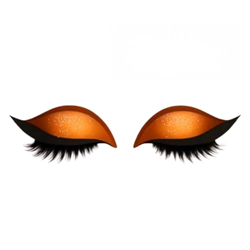 Lazy Eye Shadow Eyelash Patch, Eyeshadow and Lash Sticker, Colorful Beauty Fashion Eyelid Line Sticker, Lazy Makeup Tool, Reusable Eyelid and Eyelash Stickers, Natural Eye Fake Lashes (orange,1 Pair) von Generisch