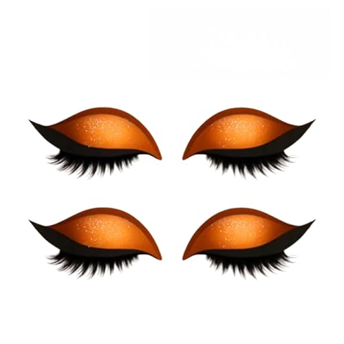 Lazy Eye Shadow Eyelash Patch, Eyeshadow and Lash Sticker, Colorful Beauty Fashion Eyelid Line Sticker, Lazy Makeup Tool, Reusable Eyelid and Eyelash Stickers, Natural Eye Fake Lashes (orange,2 Pair) von Generisch