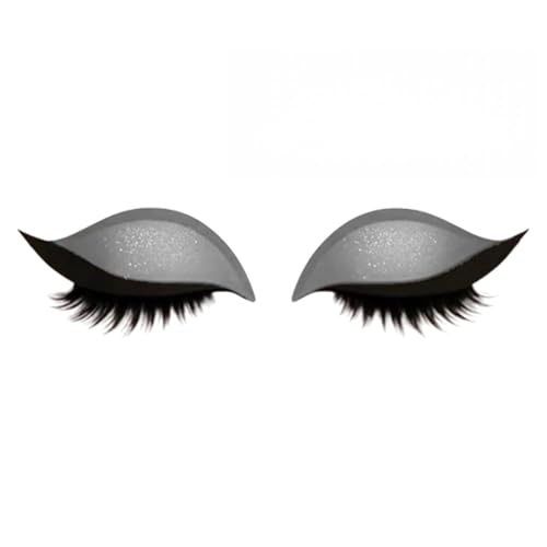 Lazy Eye Shadow Eyelash Patch, Eyeshadow and Lash Sticker, Colorful Beauty Fashion Eyelid Line Sticker, Lazy Makeup Tool, Reusable Eyelid and Eyelash Stickers, Natural Eye Fake Lashes (silver,1 Pair) von Generisch