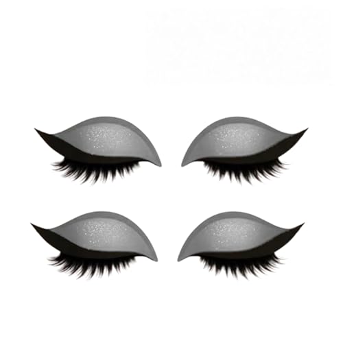 Lazy Eye Shadow Eyelash Patch, Eyeshadow and Lash Sticker, Colorful Beauty Fashion Eyelid Line Sticker, Lazy Makeup Tool, Reusable Eyelid and Eyelash Stickers, Natural Eye Fake Lashes (silver,2 Pair) von Generisch