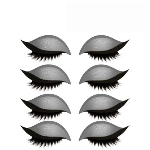 Lazy Eye Shadow Eyelash Patch, Eyeshadow and Lash Sticker, Colorful Beauty Fashion Eyelid Line Sticker, Lazy Makeup Tool, Reusable Eyelid and Eyelash Stickers, Natural Eye Fake Lashes (silver,4 Pair) von Generisch