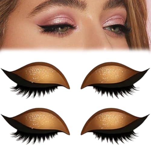 Lazy Eye Shadow Eyelash Patch, Lazy Eyelash Stickers, 2-in-1 Reusable Eye Makeup Stickers mit Wimpern & Lidschatten, Kein Kleber, Für Alle Augenformen (Braun) von Generisch
