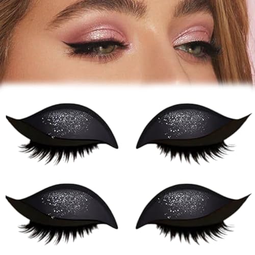 Lazy Eye Shadow Eyelash Patch, Lazy Eyelash Stickers, 2-in-1 Reusable Eye Makeup Stickers mit Wimpern & Lidschatten, Kein Kleber, Für Alle Augenformen (Schwarz) von Generisch