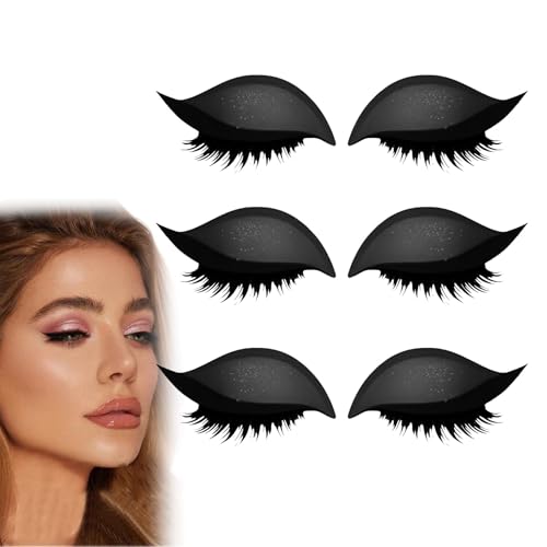 Lazy Eye Shadow Eyelash Patch, Reusable Eye Makeup Stickers, 2-In-1 With False Lashes & Shadow, Makeup Stencils Sticker for All Eye Shapes (3pcs-A) von Generisch