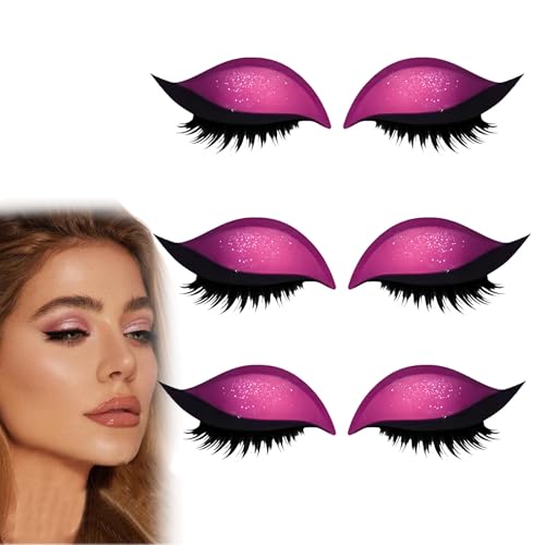 Lazy Eye Shadow Eyelash Patch, Reusable Eye Makeup Stickers, 2-In-1 With False Lashes & Shadow, Makeup Stencils Sticker for All Eye Shapes (3pcs-B) von Generisch