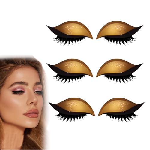 Lazy Eye Shadow Eyelash Patch, Reusable Eye Makeup Stickers, 2-In-1 With False Lashes & Shadow, Makeup Stencils Sticker for All Eye Shapes (3pcs-D) von Generisch