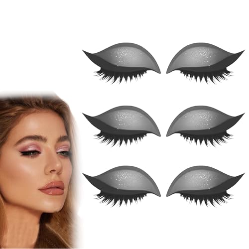Lazy Eye Shadow Eyelash Patch, Reusable Eye Makeup Stickers, 2-In-1 With False Lashes & Shadow, Makeup Stencils Sticker for All Eye Shapes (3pcs-E) von Generisch