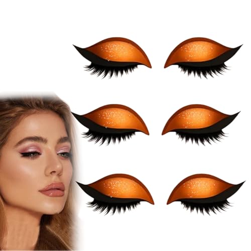 Lazy Eye Shadow Eyelash Patch, Reusable Eye Makeup Stickers, 2-In-1 With False Lashes & Shadow, Makeup Stencils Sticker for All Eye Shapes (3pcs-F) von Generisch