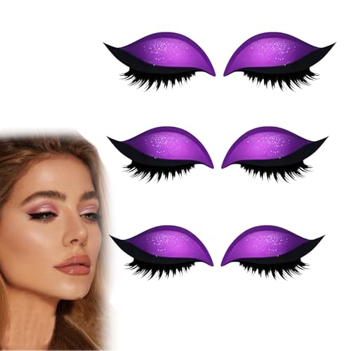 Lazy Eye Shadow Eyelash Patch, Reusable Eye Makeup Stickers, 2-In-1 With False Lashes & Shadow, Makeup Stencils Sticker for All Eye Shapes (3pcs-H) von Generisch