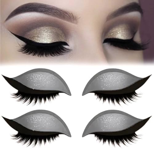 Lazy Eye Shadow Eyelash Patch, reparierende Lidschatten-Wimpern-Make-up-Aufkleber, wasserfest und schweißfest, frei schneidbar, natürliche falsche Wimpern für das Make-up von Frauen (Silber*2) von Generisch
