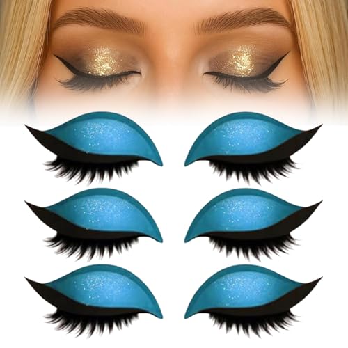 Lazy Eye Shadow Eyelash Patch, wiederverwendbarer 3D-Aufkleber-Lidschatten, reparierender Lidschatten-Wimpern-Make-up-Aufkleber, Lazy Makeups Tool für alle Augenformen (Blau) von Generisch