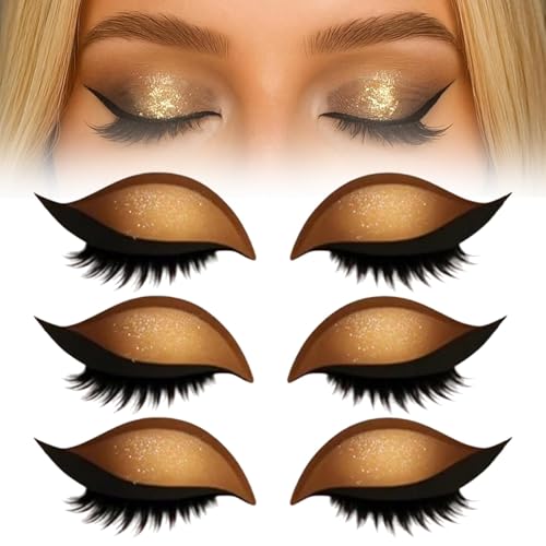 Lazy Eye Shadow Eyelash Patch, wiederverwendbarer 3D-Aufkleber-Lidschatten, reparierender Lidschatten-Wimpern-Make-up-Aufkleber, Lazy Makeups Tool für alle Augenformen (Gold) von Generisch