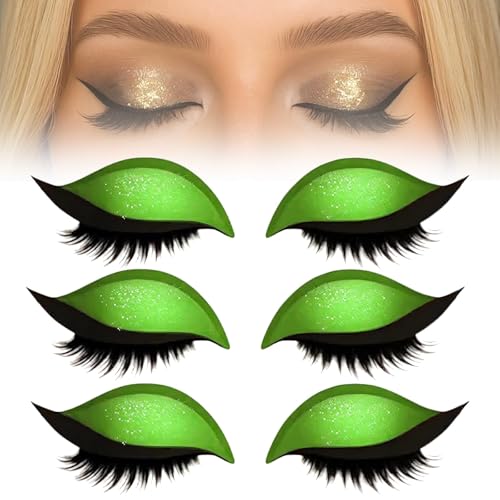 Lazy Eye Shadow Eyelash Patch, wiederverwendbarer 3D-Aufkleber-Lidschatten, reparierender Lidschatten-Wimpern-Make-up-Aufkleber, Lazy Makeups Tool für alle Augenformen (Grün) von Generisch