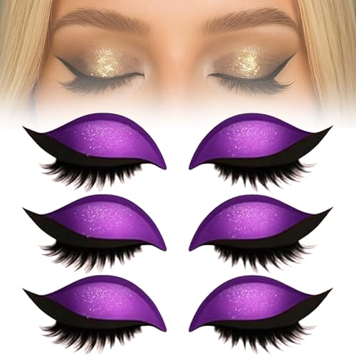 Lazy Eye Shadow Eyelash Patch, wiederverwendbarer 3D-Aufkleber-Lidschatten, reparierender Lidschatten-Wimpern-Make-up-Aufkleber, Lazy Makeups Tool für alle Augenformen (Lila) von Generisch